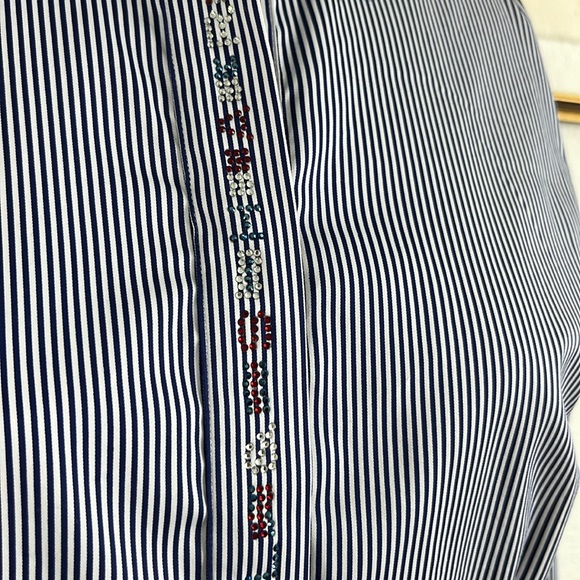Women's Paul and Shark Yachting Striped Rhinestone Placket Top - Picture 2 of 11